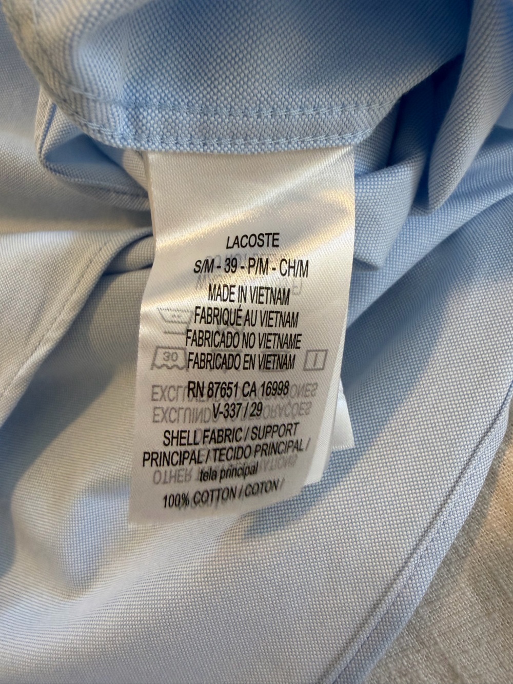 Lacoste NWT Regular Fit Oxford Cotton Shirt in Blue - Picture 13 of 13